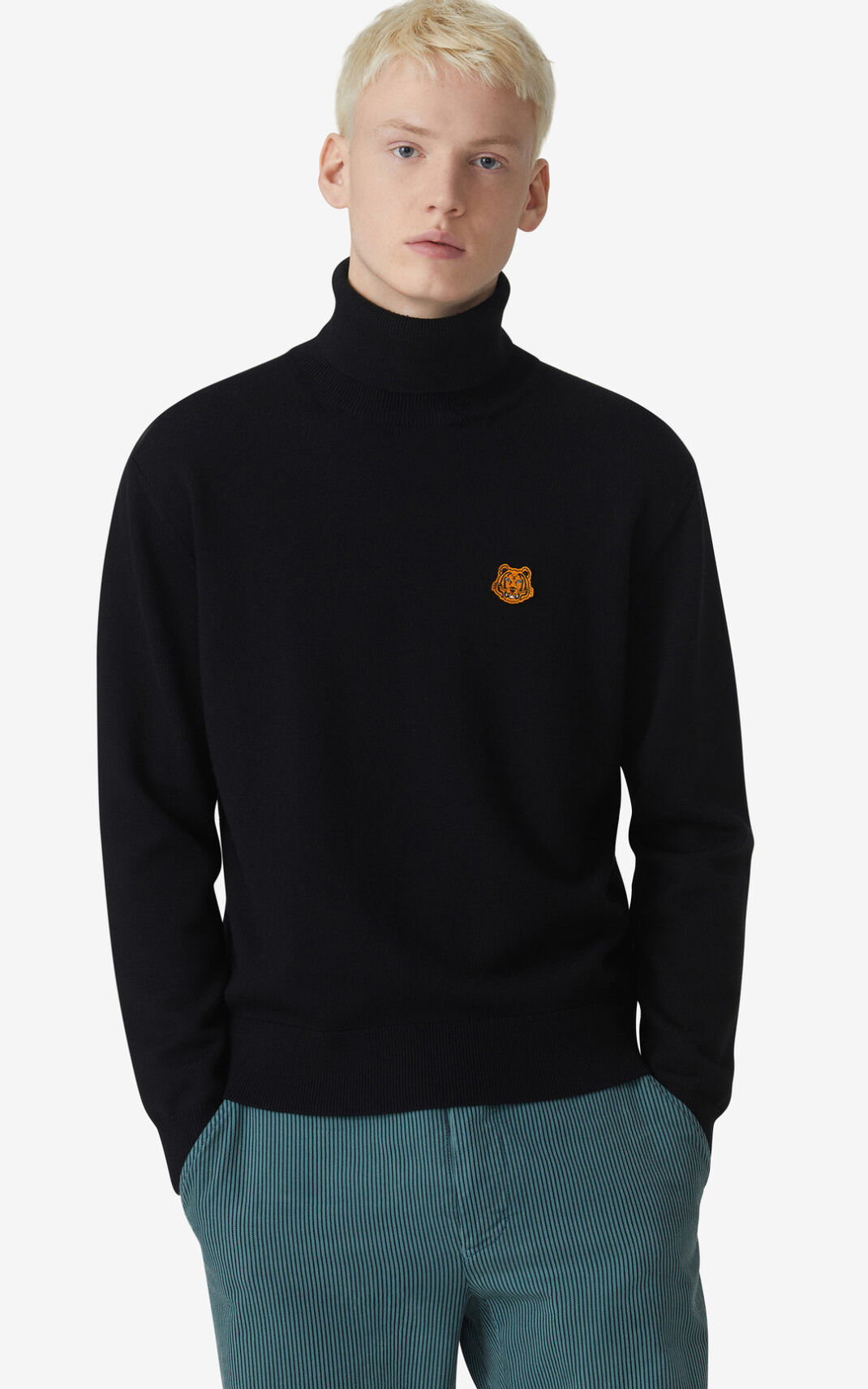 Kenzo Tiger Crest roll neck πουλόβερ ανδρικα μαυρα | GR353870